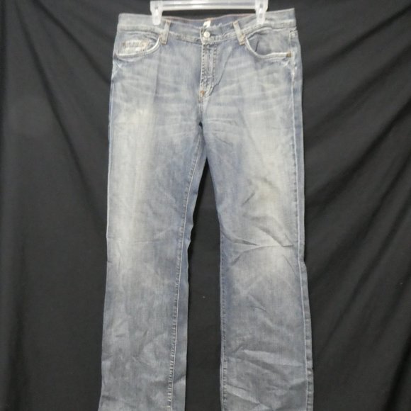 7 FOR ALL MANKIND | Bootcut | size 36 | Distressed Faded Blue Denim - Picture 1 of 16